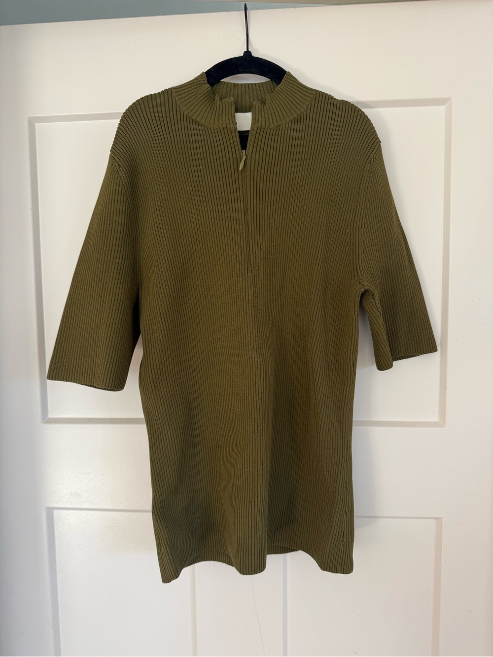 Olive Green Ribbed Half-Zip Pullover Tory Burch size small